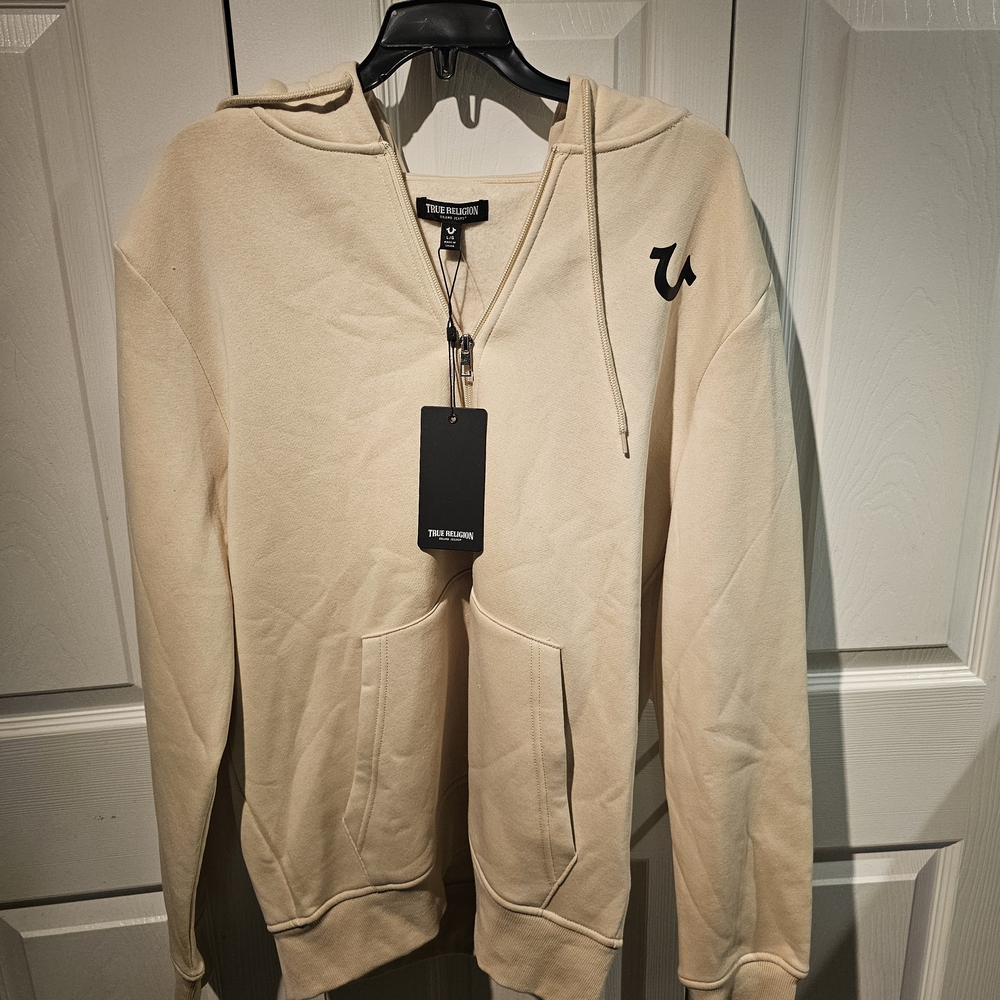 True Religion Cream Men's Hoodie Size Large-NWT